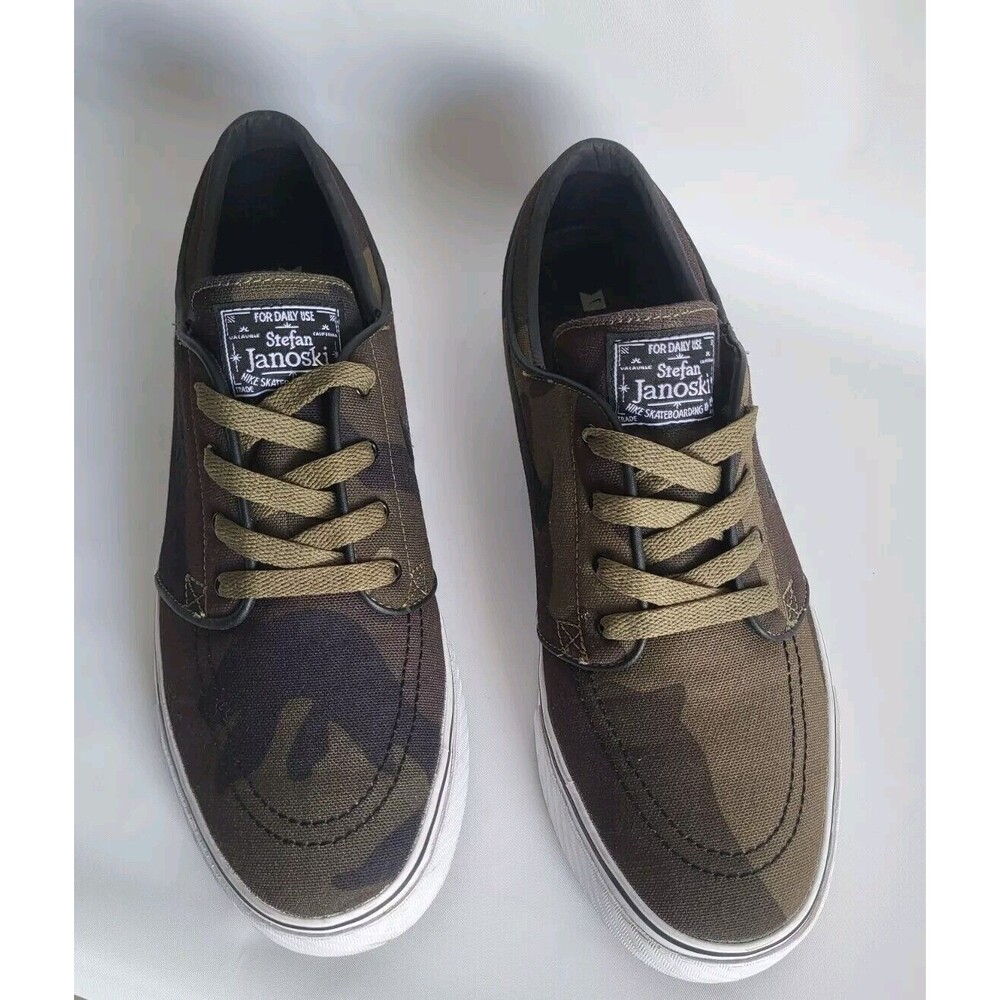 Nike Stefan Zoom Air Janoski Iguana Canvas Green Camo Skateboard Sneakers Size 9